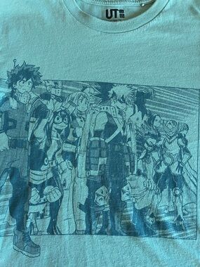 UT Graphic Kids Tee in Light Aqua with Anime Team Print